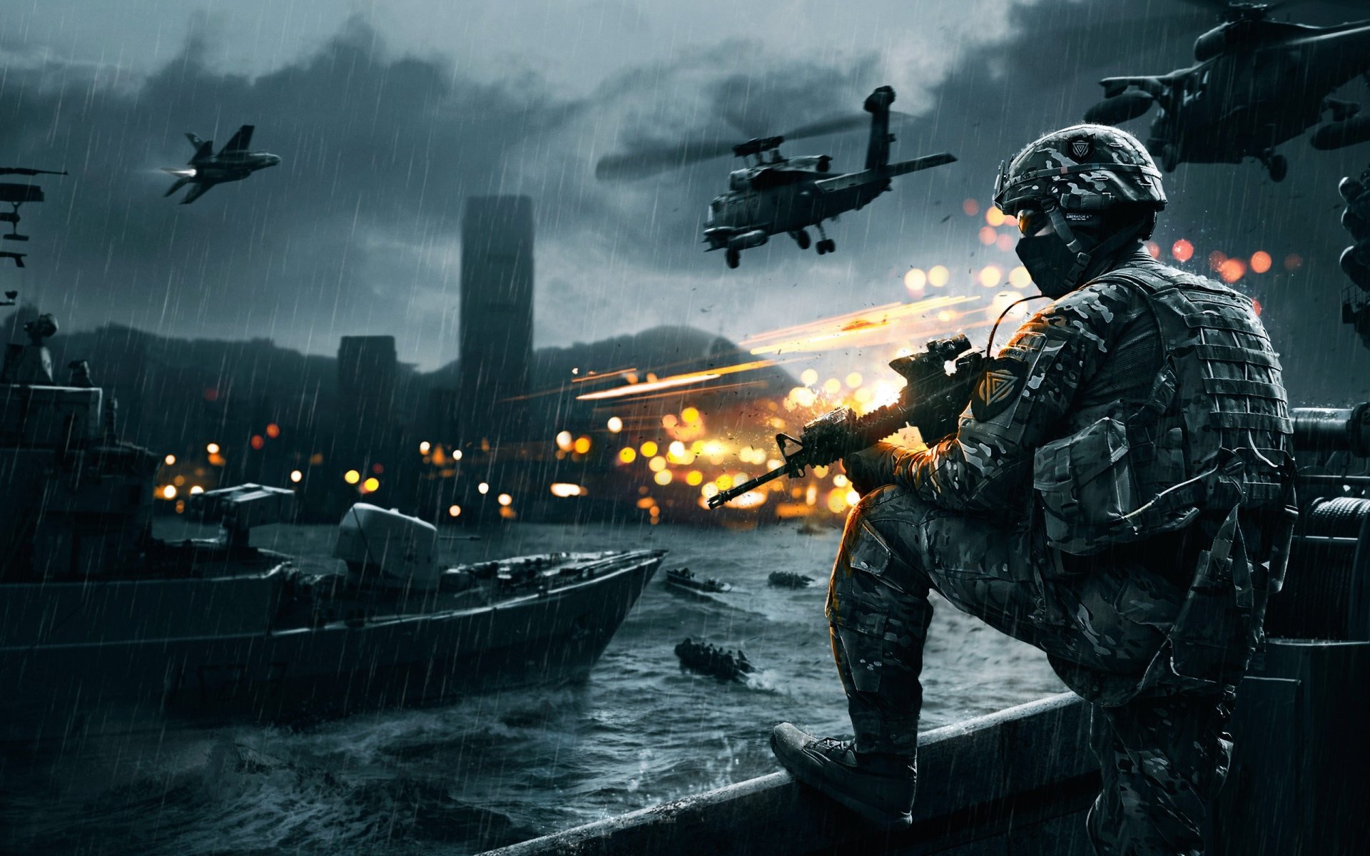 battlefield 4 men fighter helicopters planes equipment war