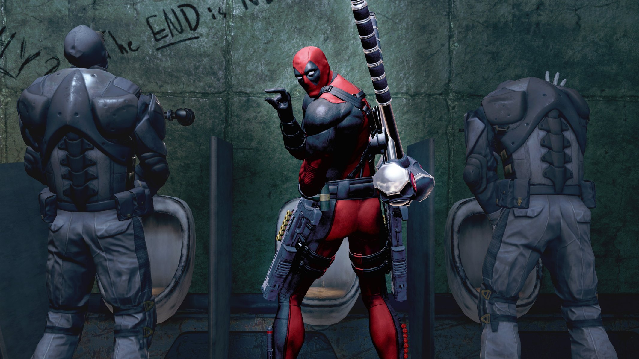 wade wilson marvel deadpool: the game deadpool antieroe toilette armi