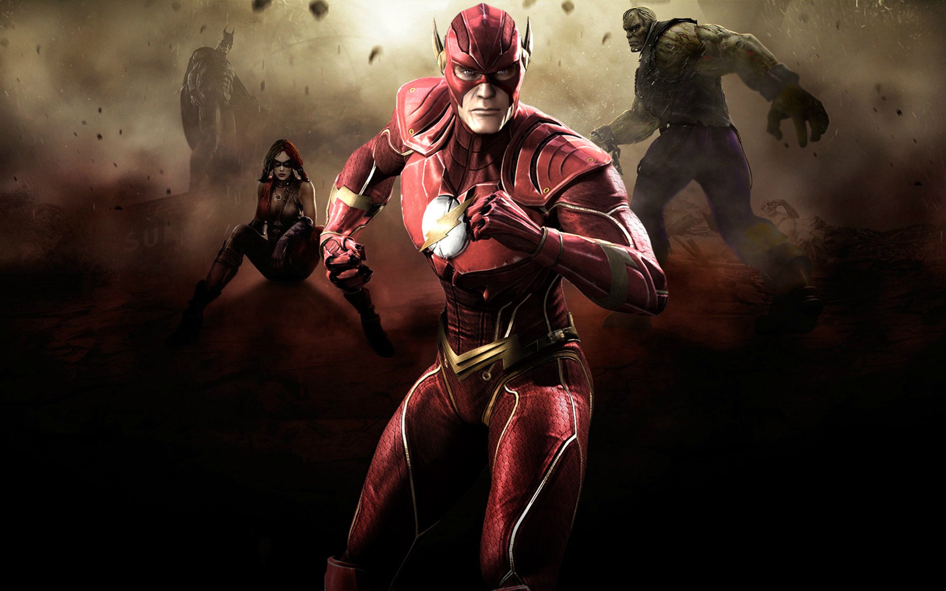 flash lucha batman injusticia: dioses entre nosotros harley quinn solomon grundy dc