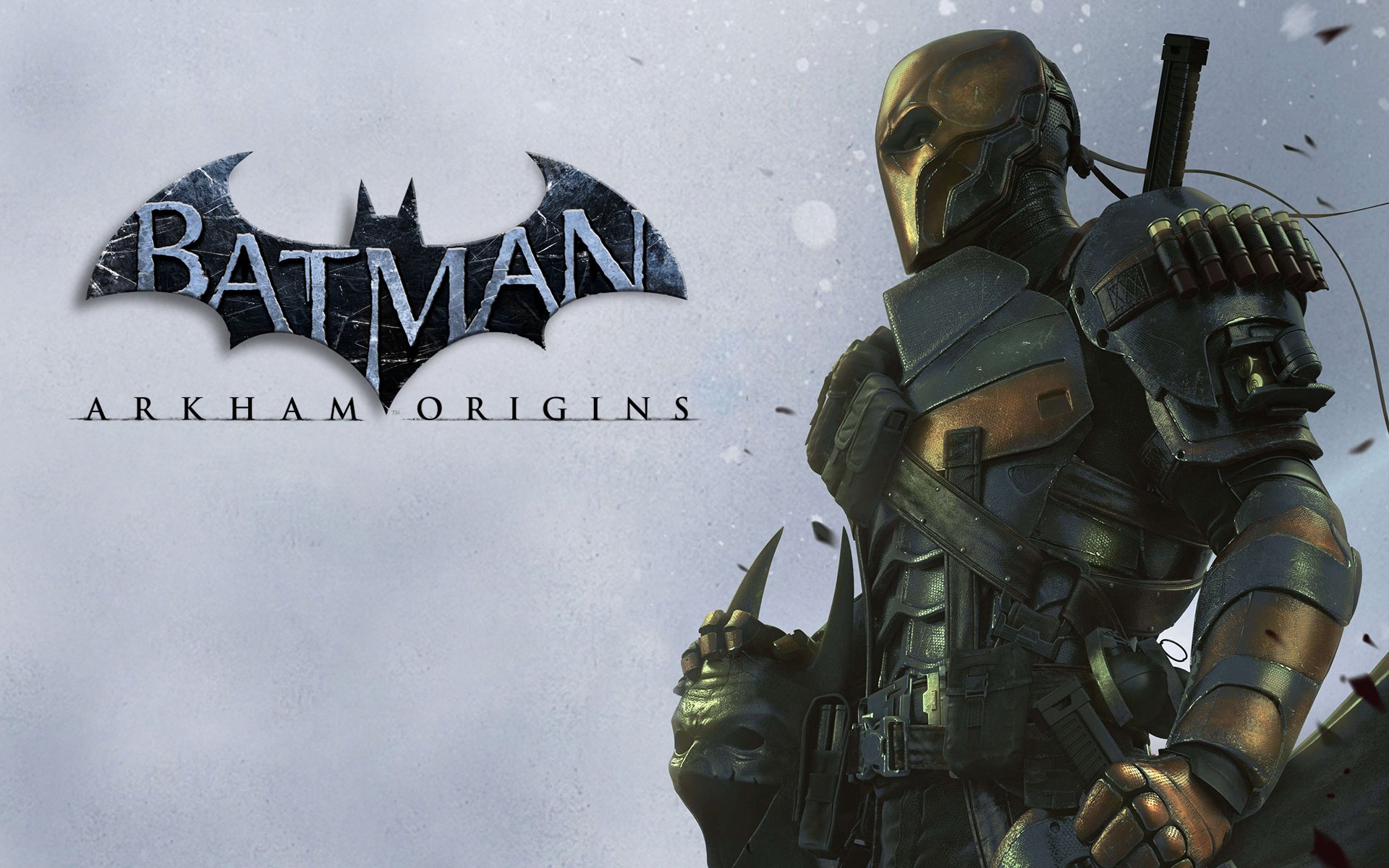 batman: arkham origins batman: arkham chronicles deathstroke deathstroke slade wilson slade wilson terminator supercriminale antieroe assassino armatura maschera munizioni spada clip granate logo wb games montréal warner bros. interactive entertainment