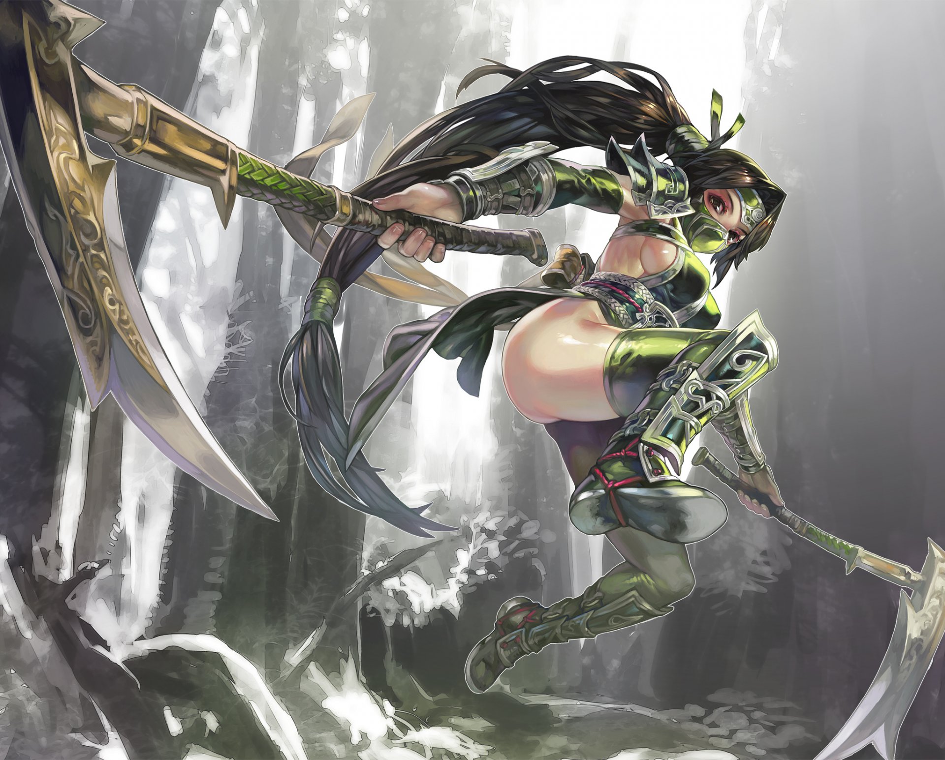 arte aoin omegaboost liga de leyendas akali chica armas salto