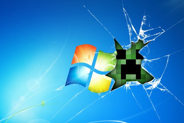 Broken screen with Windows logo