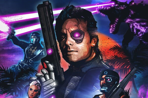 Cyborg avec des armes de far cry 3: blood dragon