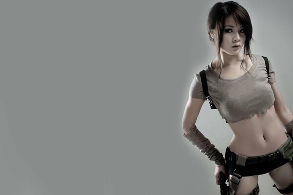 Fille cosplay personnage Lara Croft