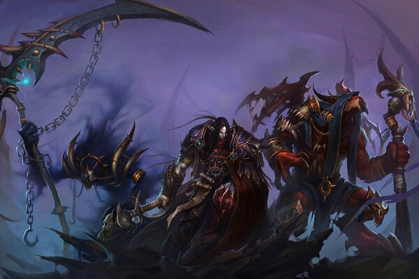 Imagen de fantasía de guerreros con armaduras del mundo de warcraft