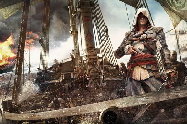 Image fantastique d un pirate sur un navire