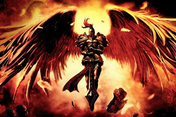 Воин с мечом и крыльями из Лиги легенд