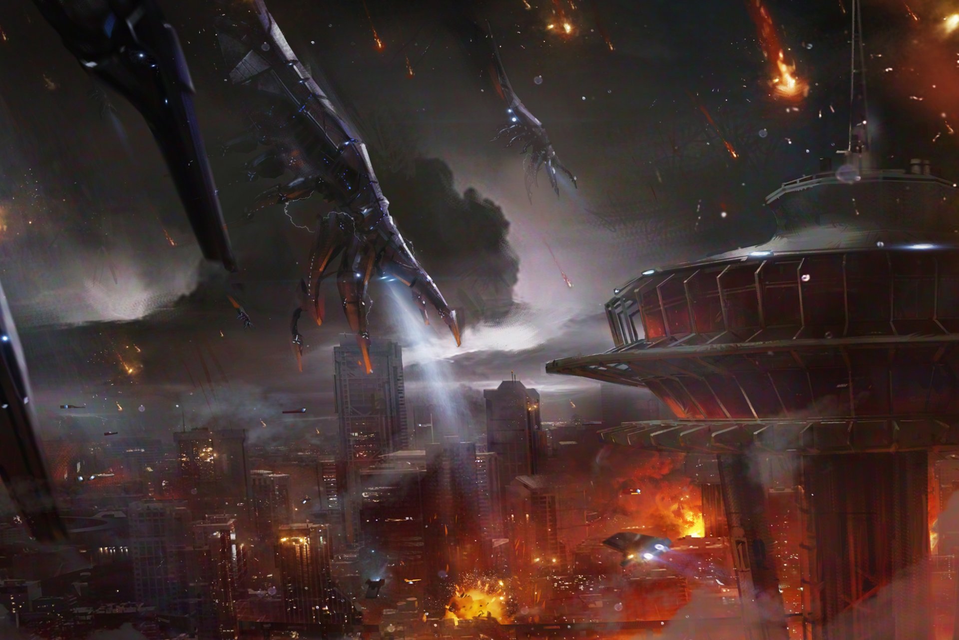 mass effect 3 искусство жнец атака арт атака жнецов земля огонь разрушения