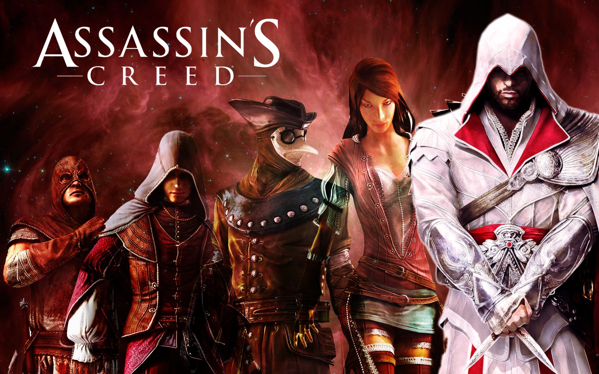 assassins creed brotherhood assassin ezio auditore da firenze killer assassins creed brotherhood of the blood heroes multiplayer dr. malfatto bandit la lupo courtesan fiora kavatstsa executioner ile karnefi nebula space r