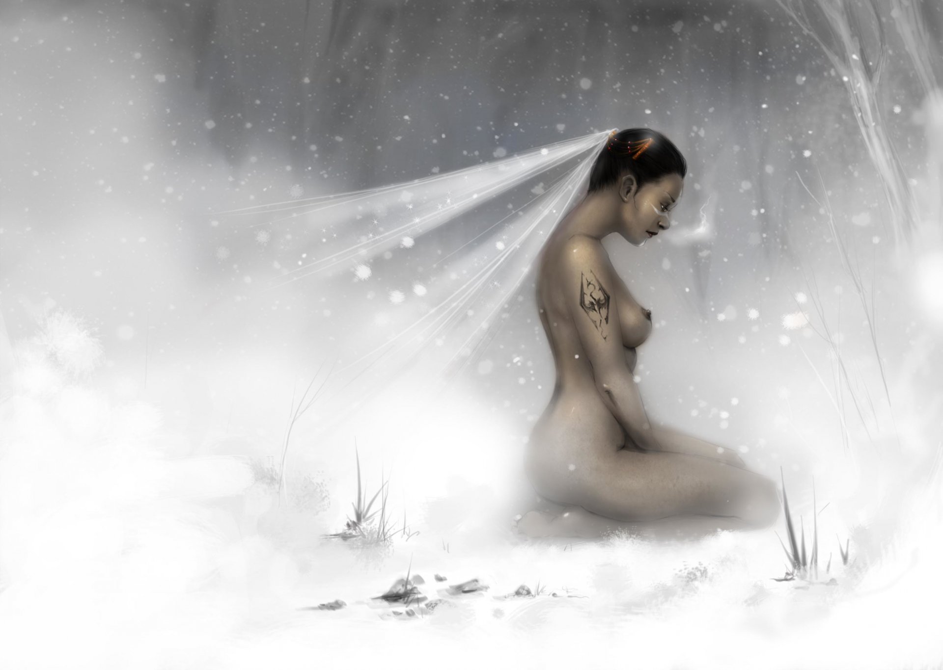art skyrim cypress redguard girl tattoos snow veil naked