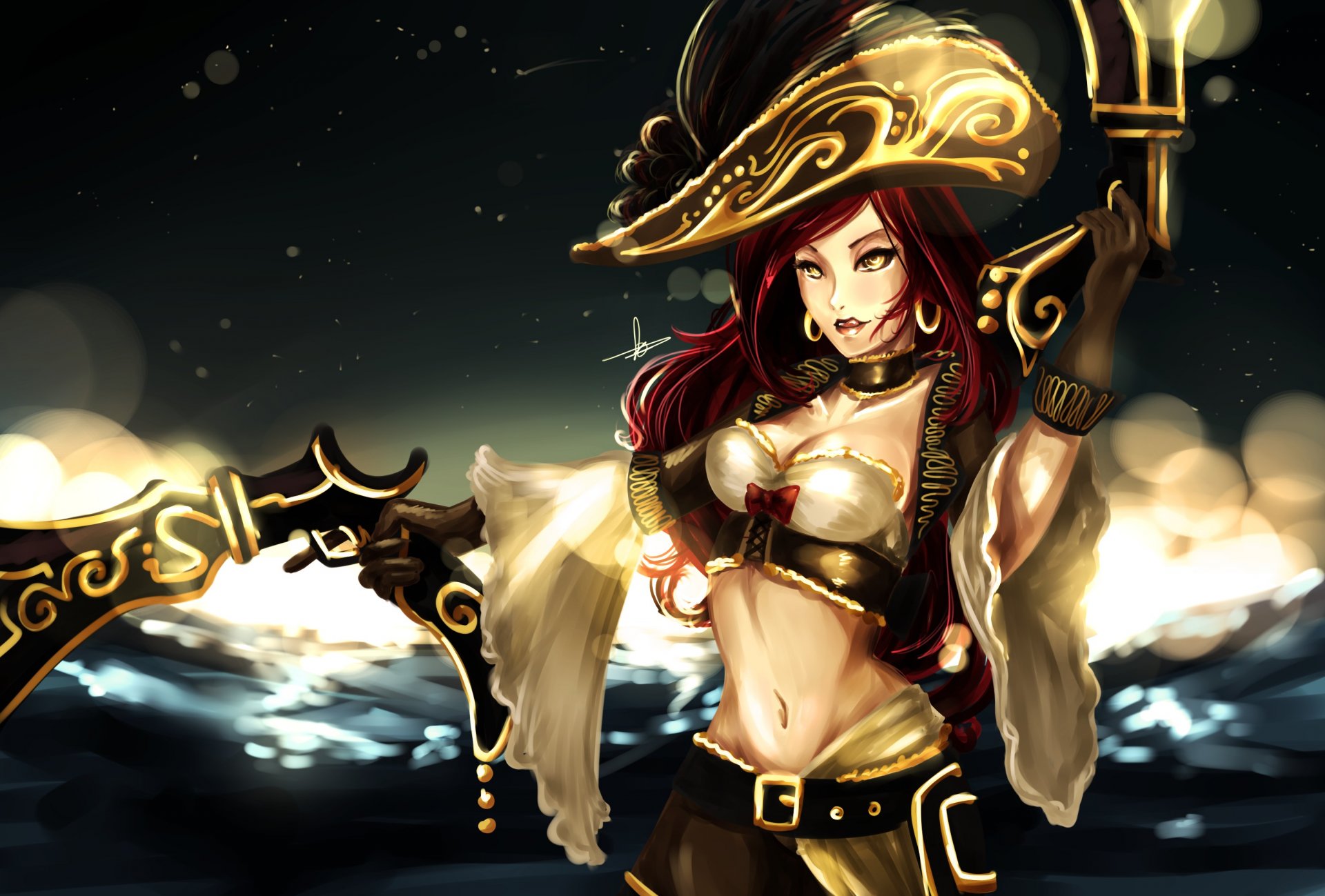 league of legends miss fortune ragazza mare pistole armi cappello