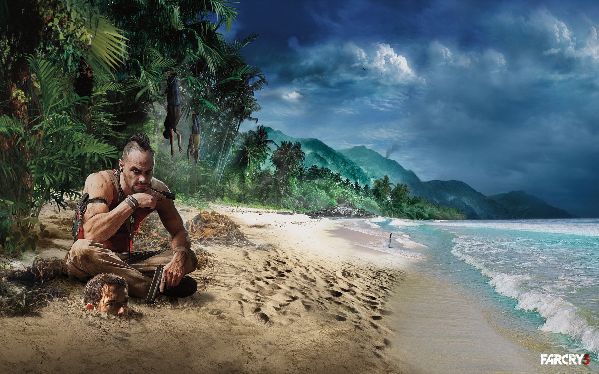 far cry 3 пляж волны пальмы небо далеко крик