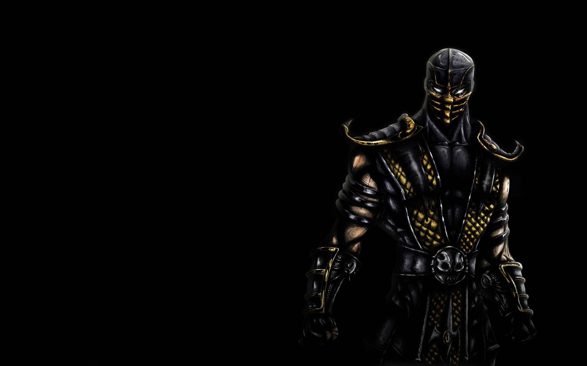 mortal kombat scorpione ninja sfondo scuro