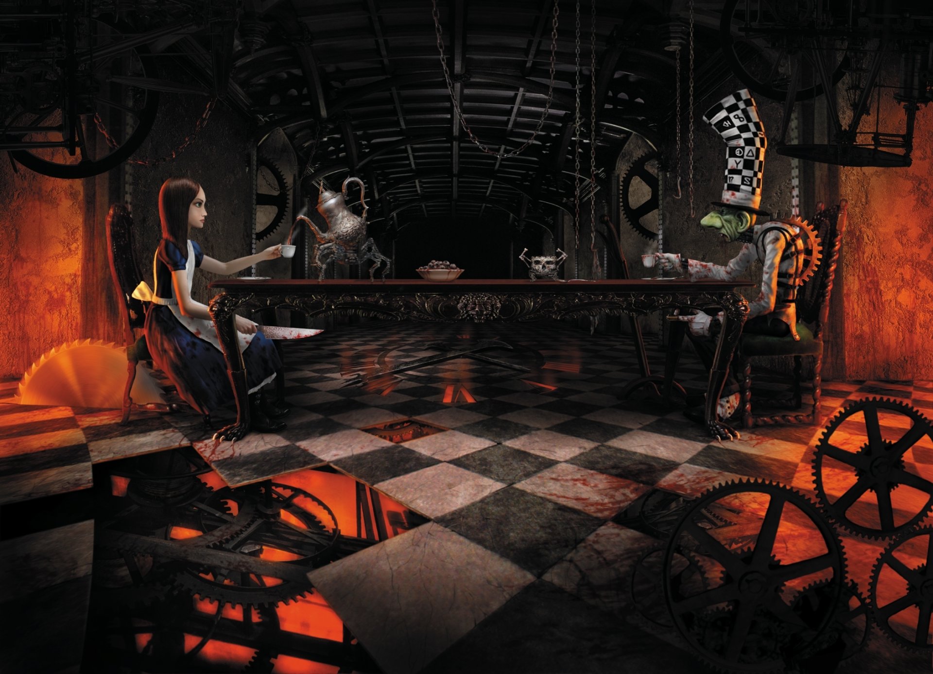 alice sombrerero fiesta de té loco en el dial sombrerero loco american mcgee alice
