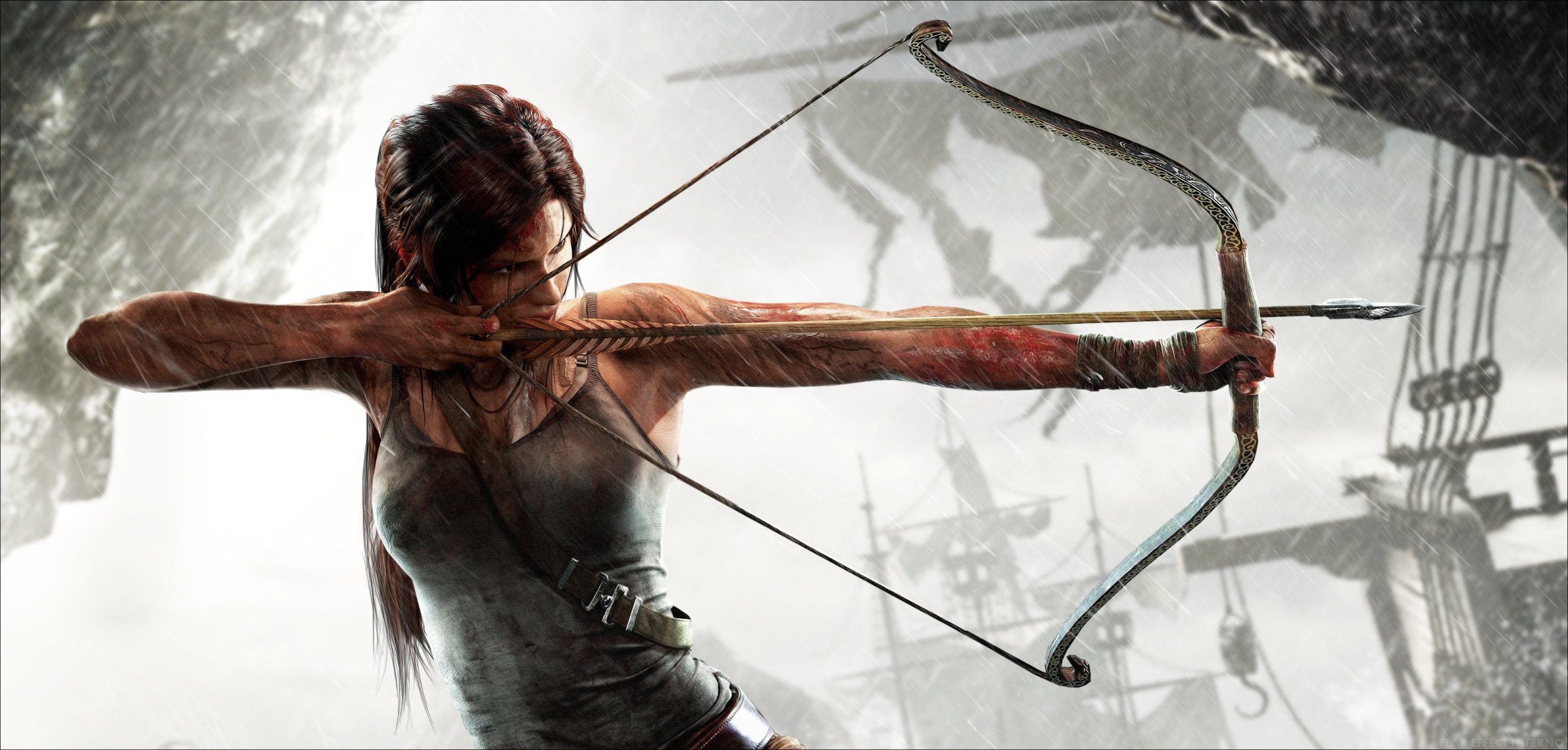 лара крофт tomb raider девушка лук стрела тетива