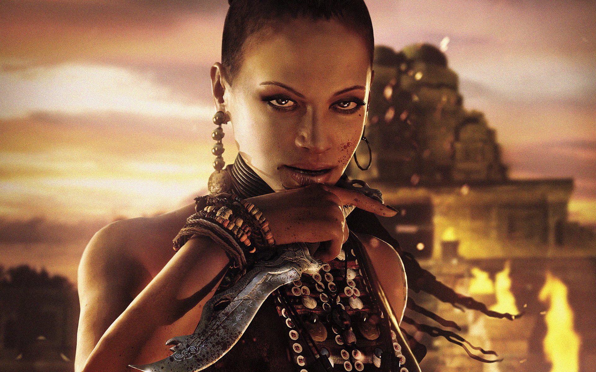 far cry 3 ubisoft cítara citra hermana reina fuego pulsera daga cuchillo sangre chica cuentas isla mirada
