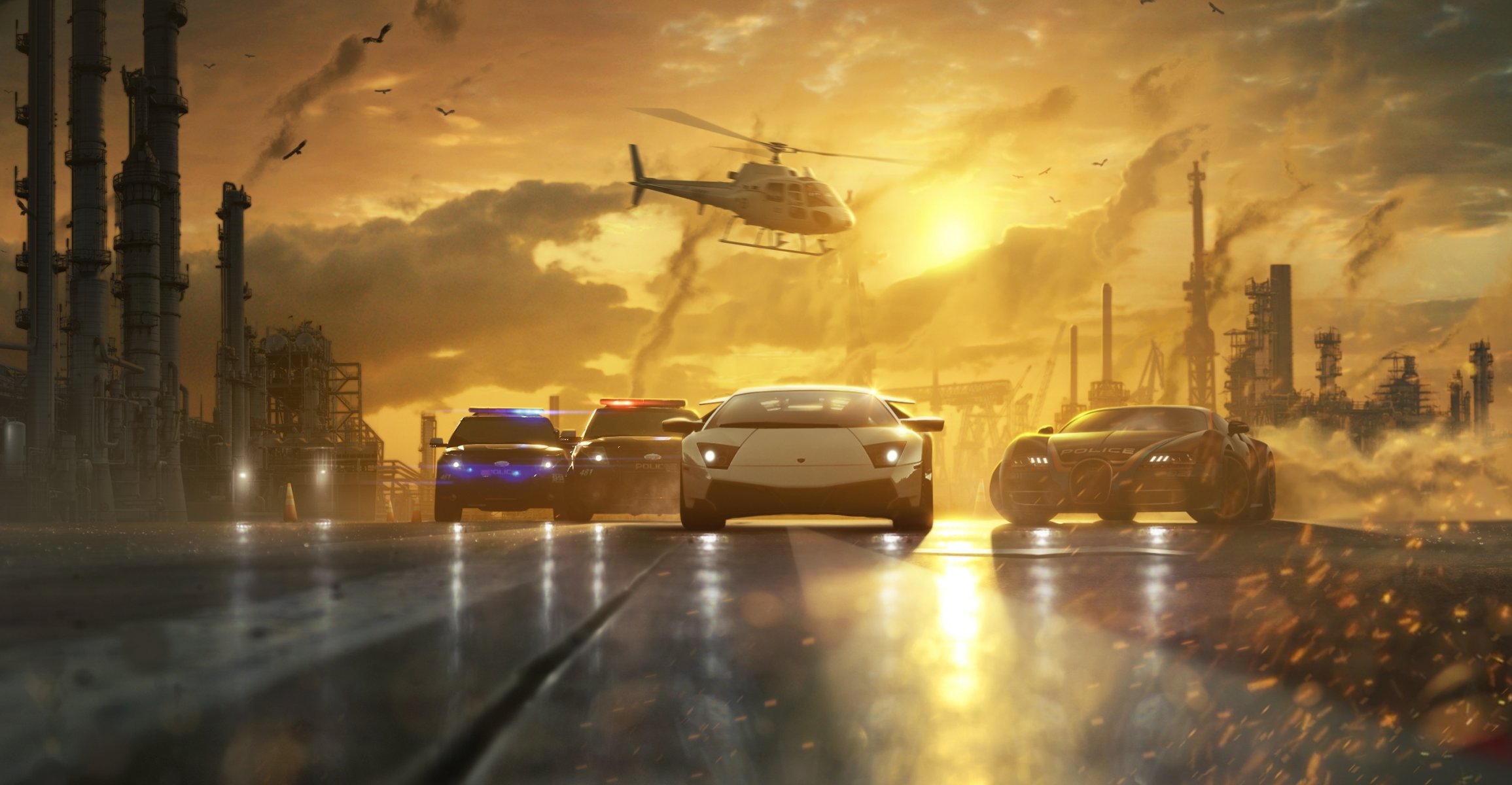 art besoin de vitesse les plus recherchés voitures course chasse police route hélicoptère coucher de soleil tuyaux fumée
