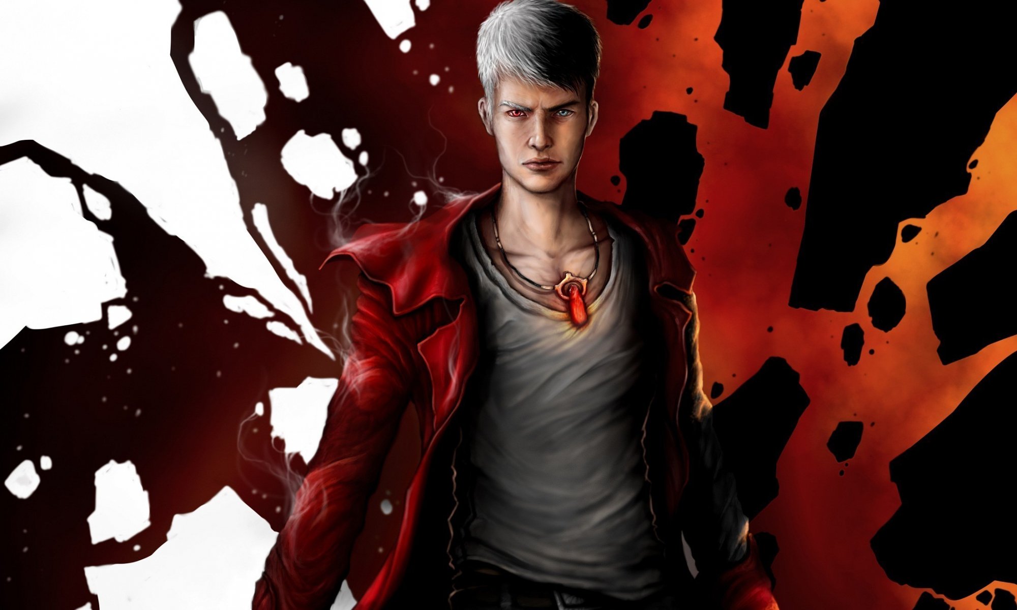 арт devil may cry данте парень кулон разные глаза абстракция плащ