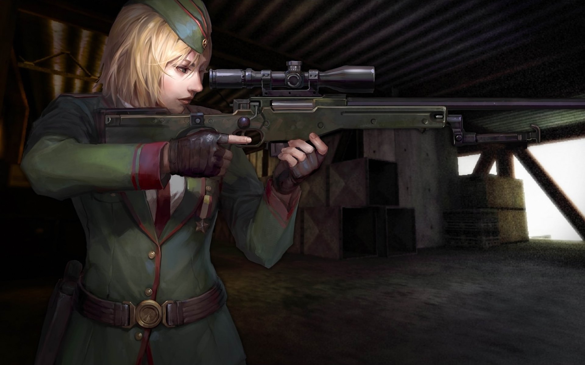 counter-strike online dziewczyna karabin arm mundur medal celownik