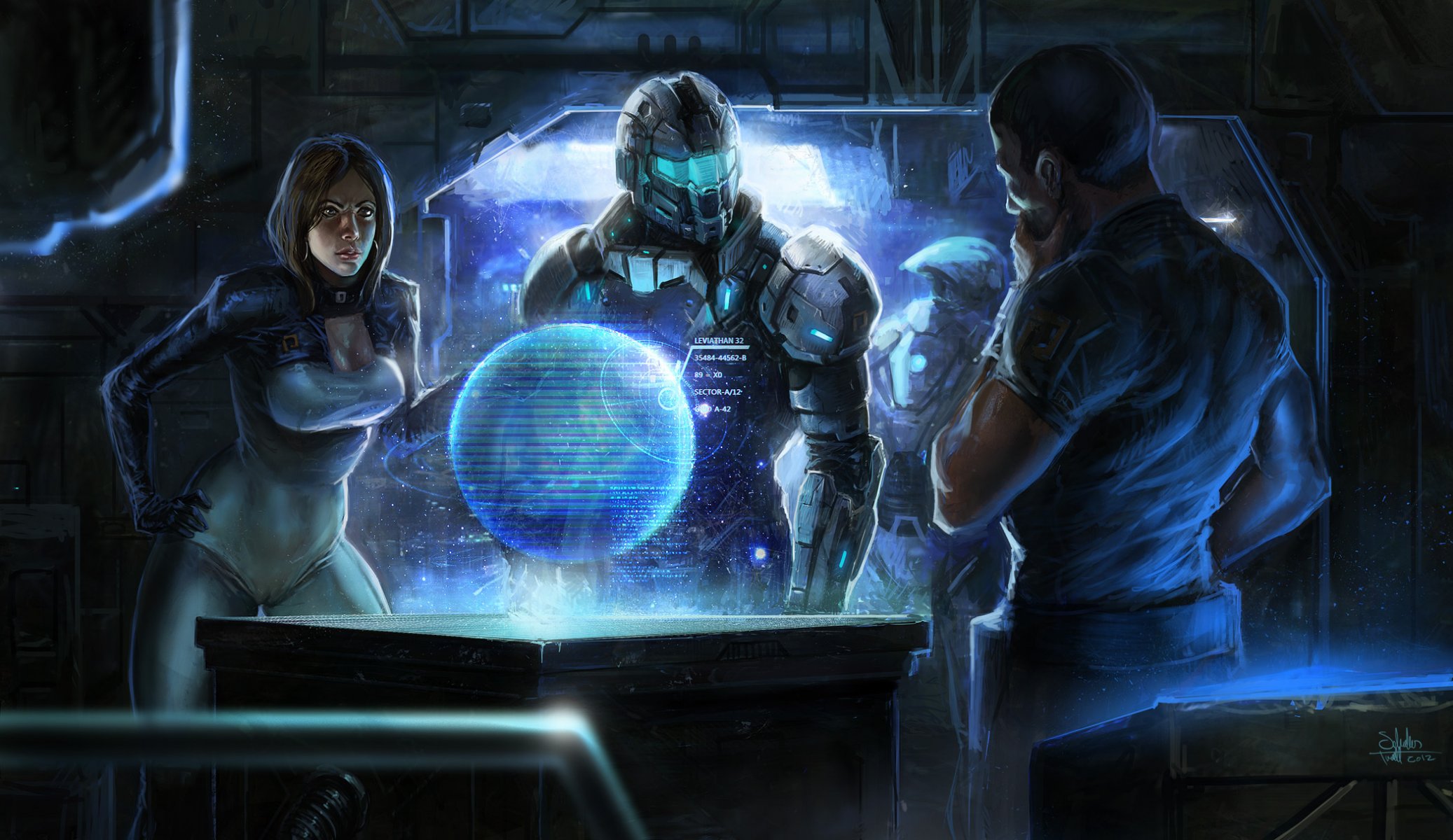 art mass effect girl man command center armour miranda lawson shepard planet