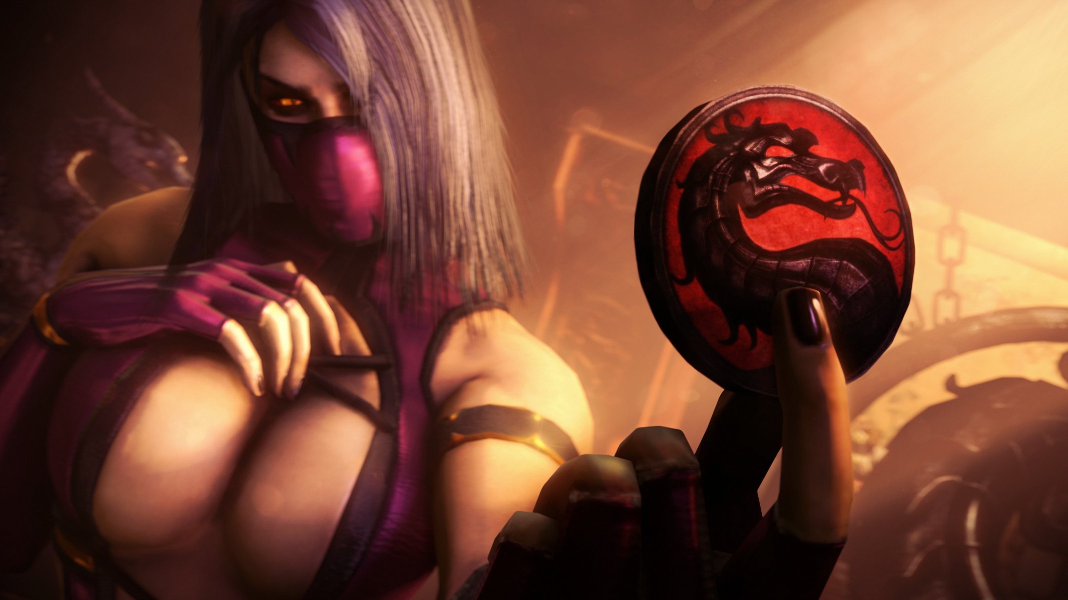 art mortal kombat testing your sight mileena girl focus coin badge dragon