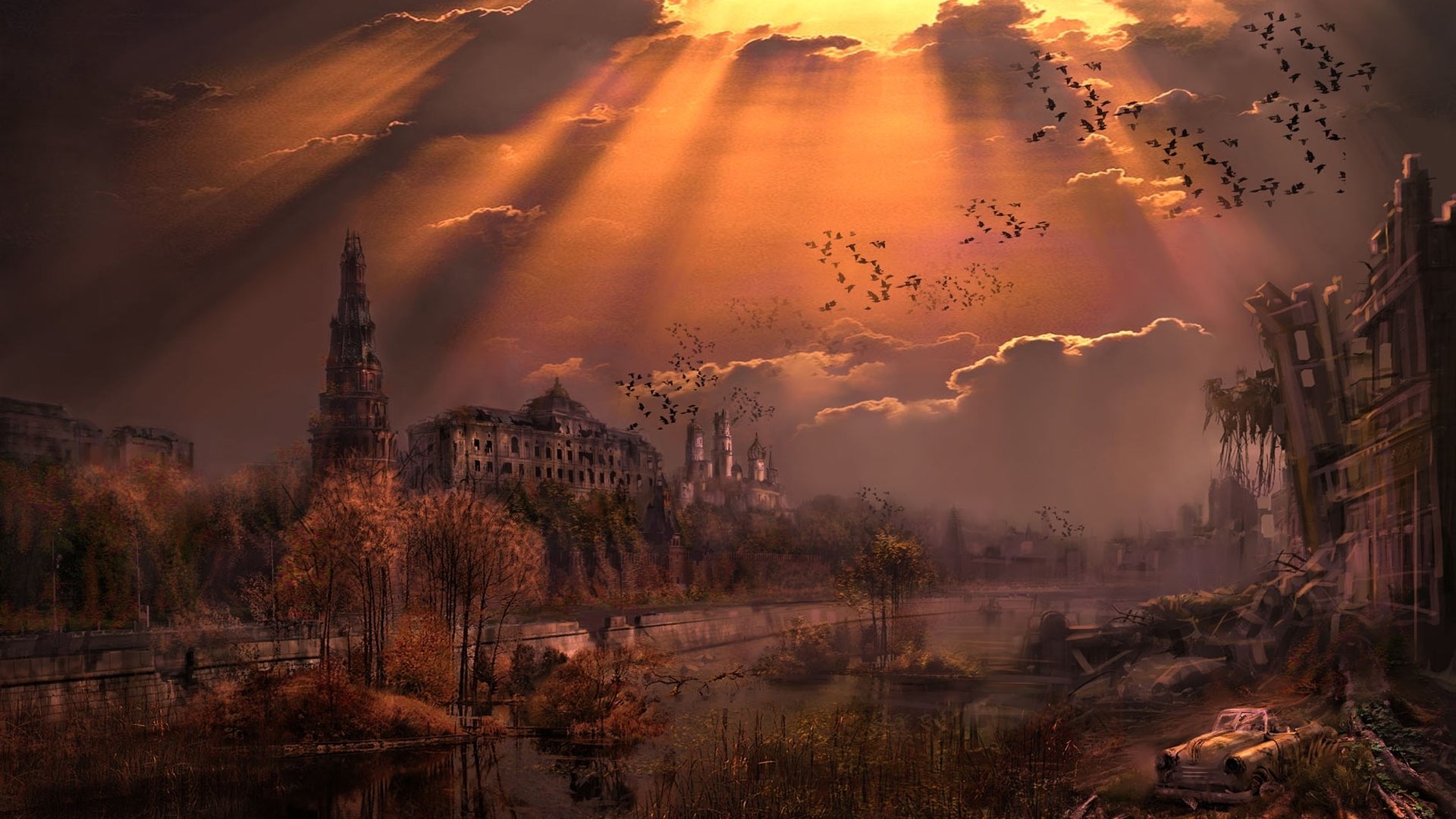 nueva unión moscú rusia río kremlin tarde puesta del sol