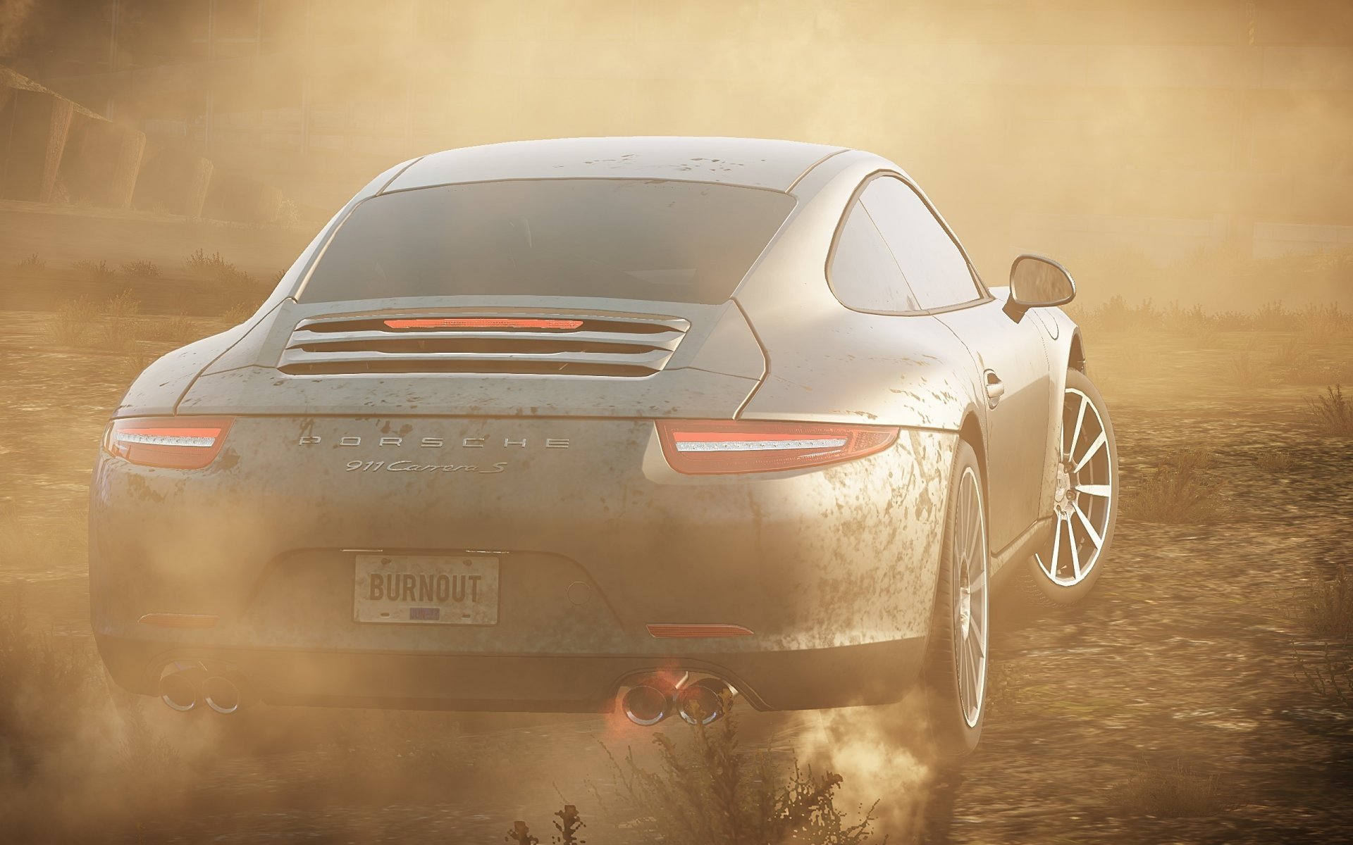 need for speed most wanted 2012 porsche 911 race smoke dust