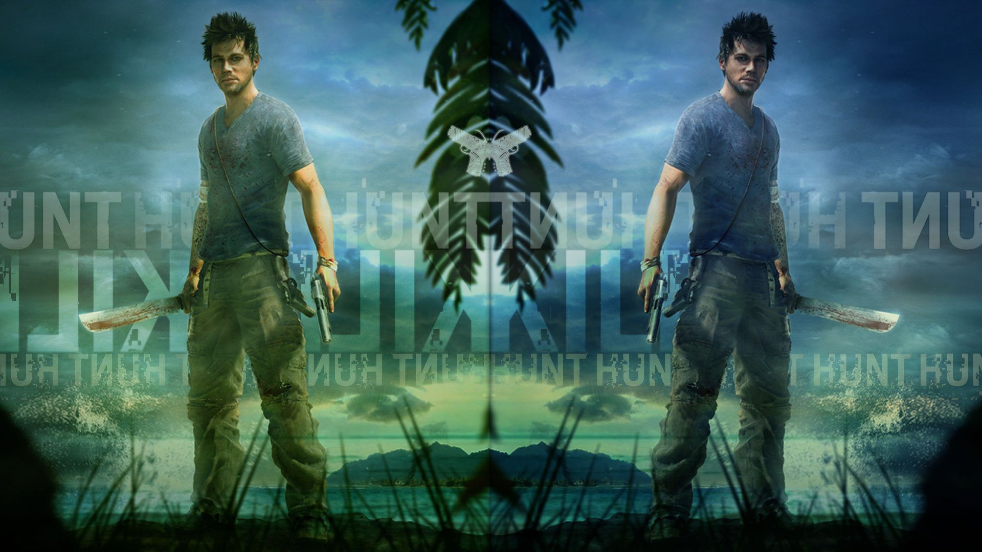 far cry 3 jason brody mer nuages machette pistolet