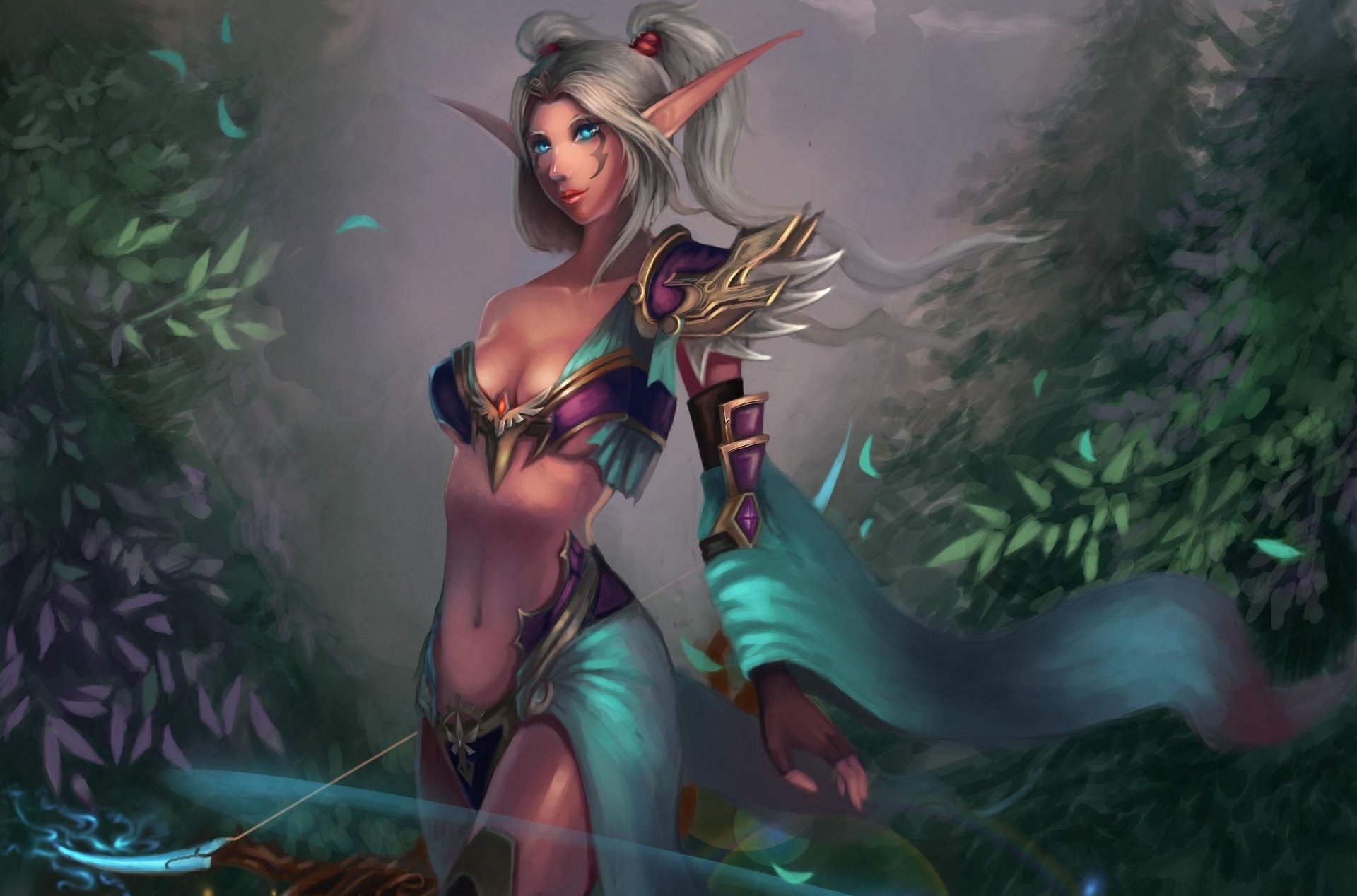 art cheng guang wow world of warcraft elfe de la nuit chasseur fille oreilles arc tatouage