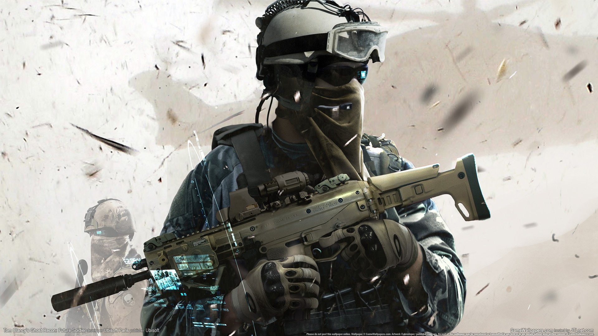 ghost recon: future soldier tom clancy escuadrón fantasma armas chaleco antibalas soldados holograma helicóptero