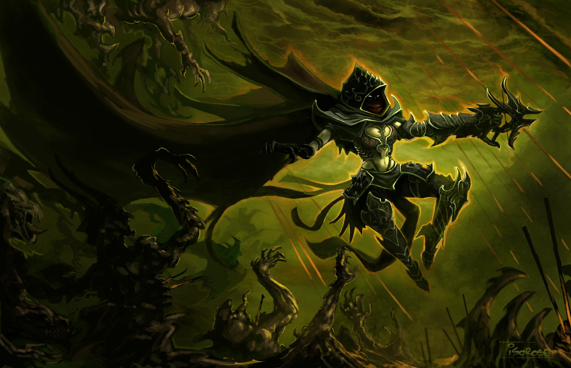diablo 3 kunst dämon jäger dämonenjäger rüstung mantel waffe armbrust nacht dämonen