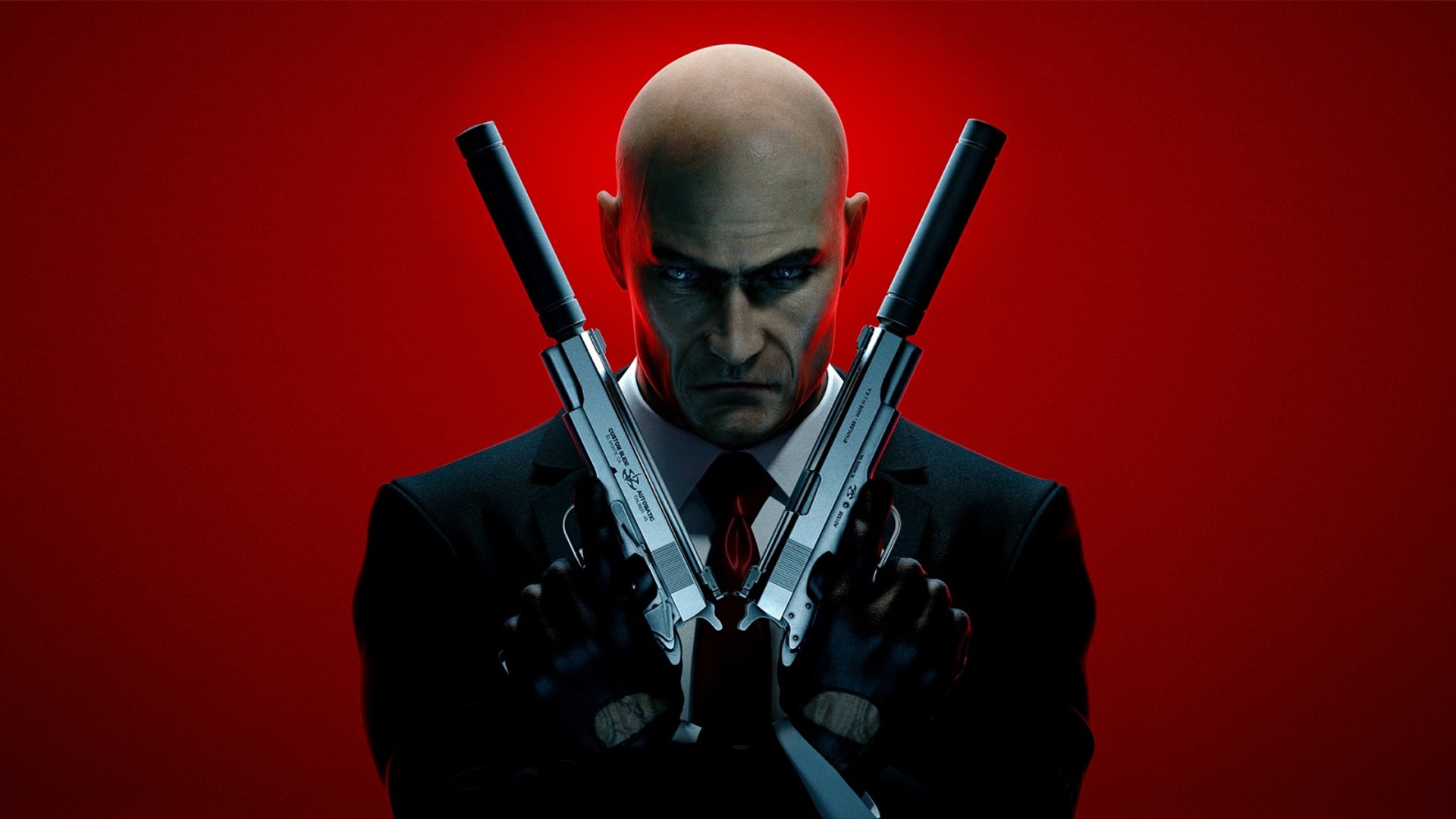 hitman: absolution sicario agente 47 quarantasettesimo calvo guanti giacca cravatta arma silverballer silenziatore
