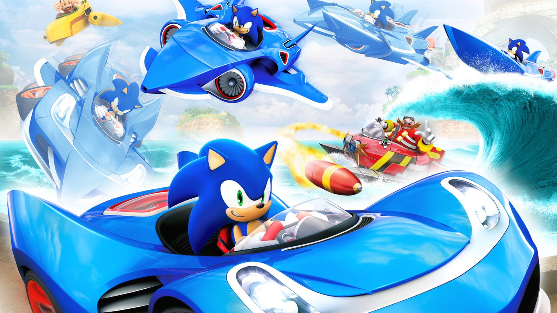 sonic & all-stars racing trasformato sonic sonic barca macchina aereo onda professore robotnik dr. eggman
