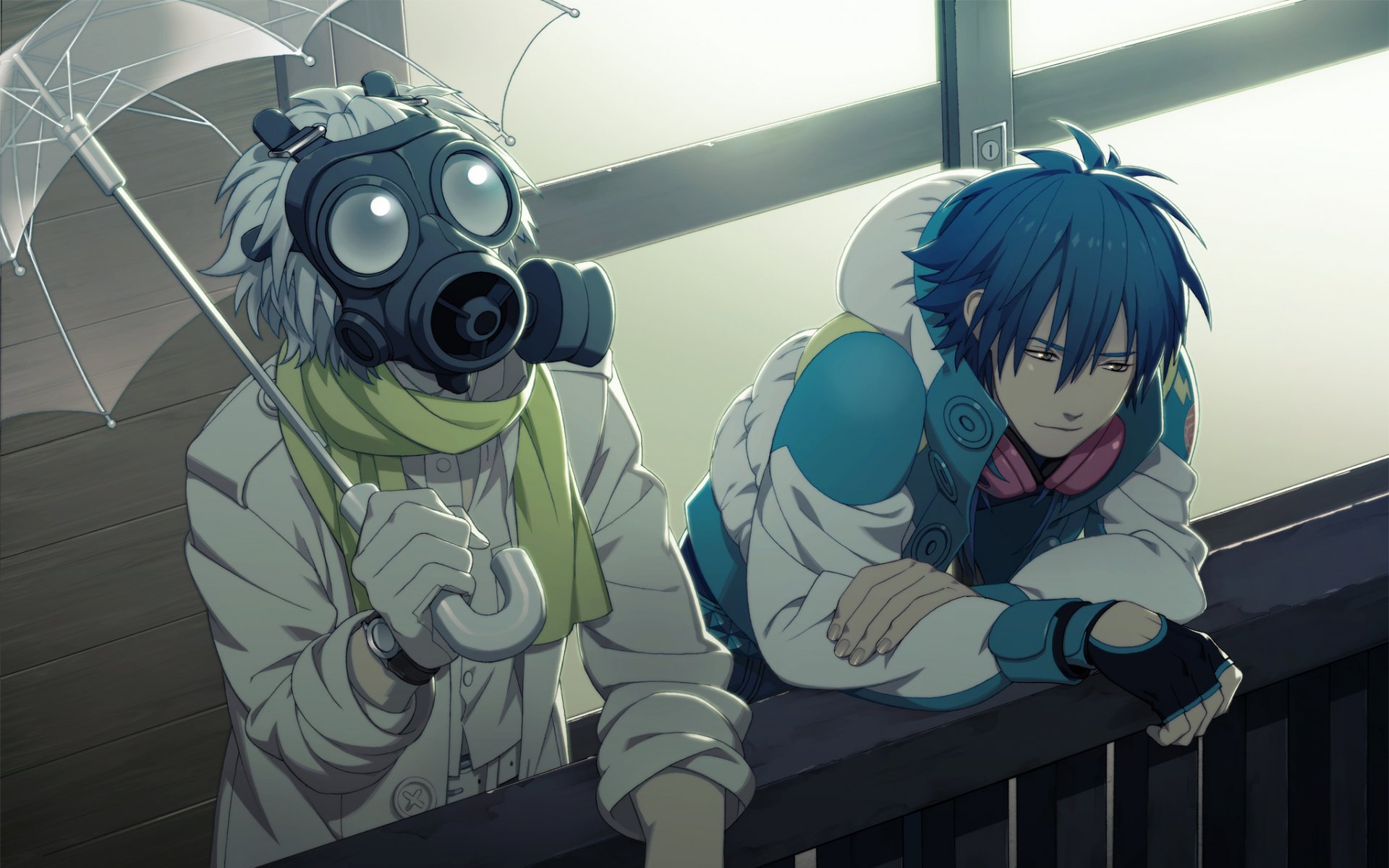 dramatical murder clear aoba man umbrella mask gloves scarf headphone