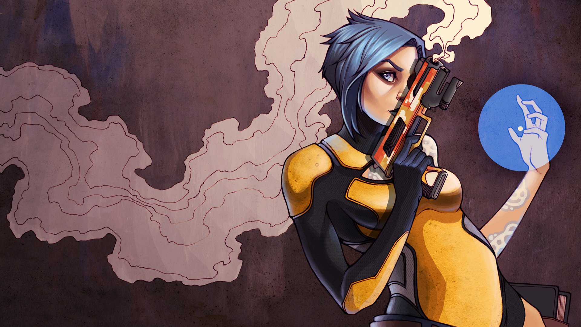 арт borderlands 2 майя девушка оружие пистолет дым