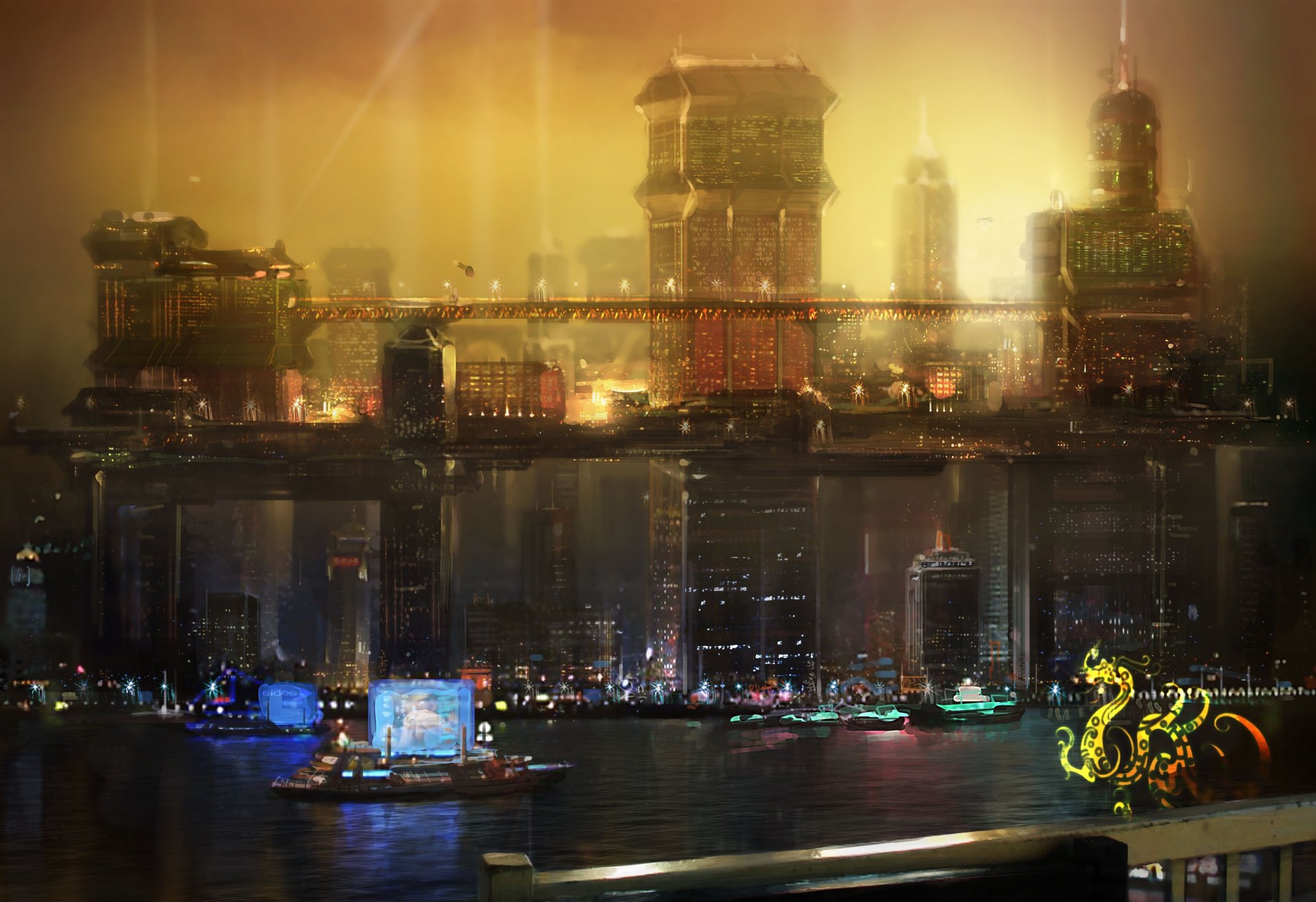 deus ex 3 город ночь китай будущее