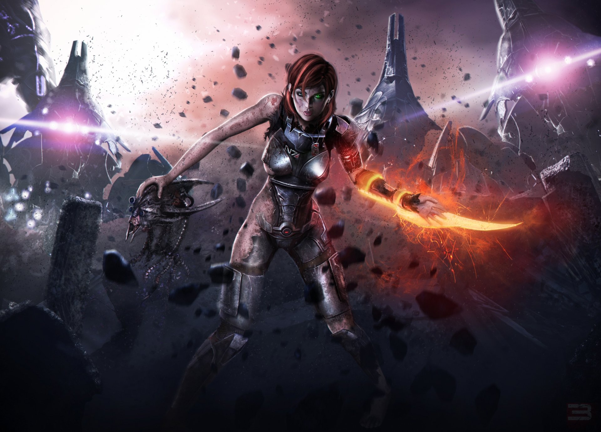 arte chica armas traje mass effect 3
