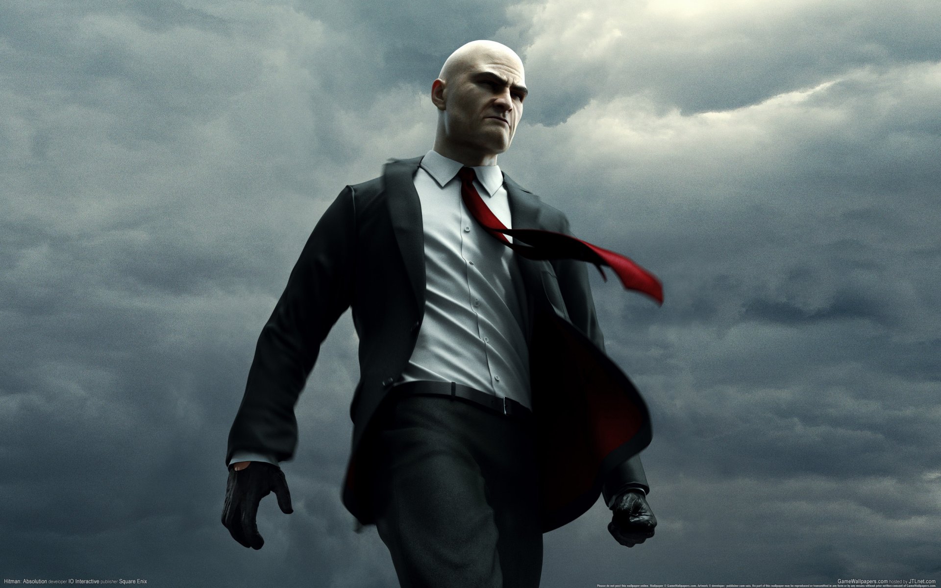 hitman: absolution hitman agent 47 czterdziesty siódmy łysy rękawiczki kurtka garnitur krawat chmury gamewallpaper