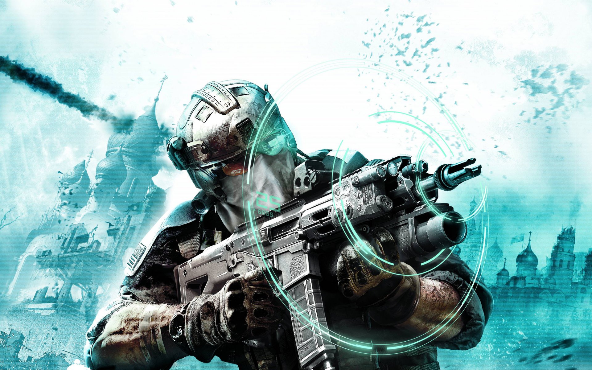 ghost recon: future soldier escuadrón fantasma tom clancy armas soldado holograma gafas guantes alcance ametralladora camuflaje iglesia explosión ataque ártico