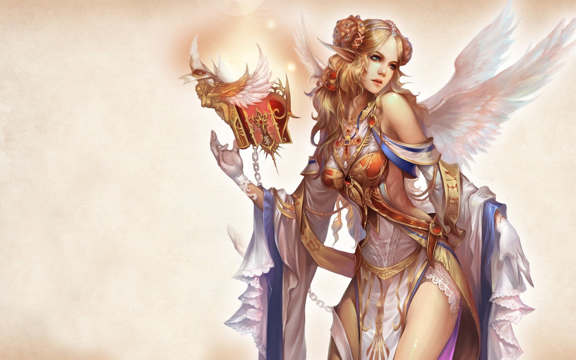 forsaken world fille ailes livre chaîne bijoux oreilles pointues