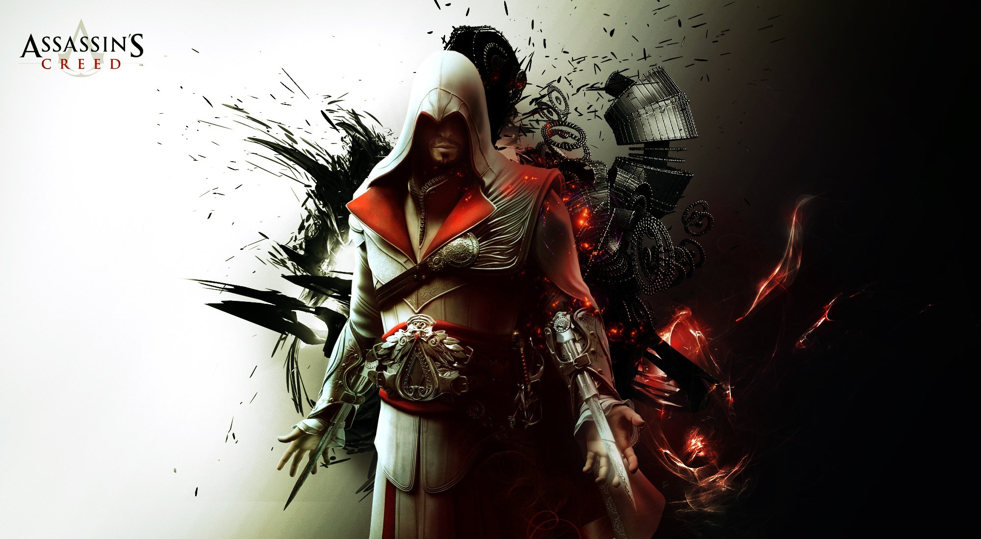 assassins creed bruderschaft ezio auditore da firenze abstrakt hintergrund mörder attentäter assassins creed blutbruderschaft abstrakter hintergrund