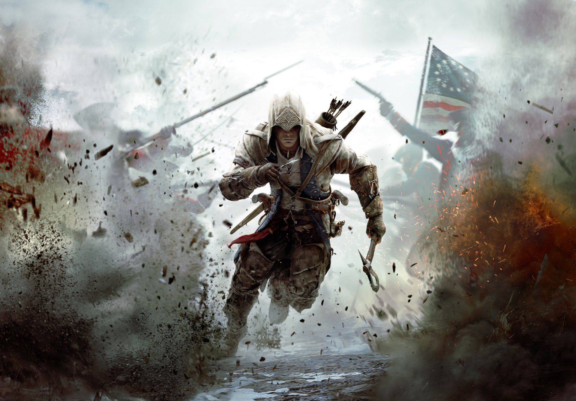 assassin s creed iii assassin s creed 3 connor kenway radunhageidu assassino mezzosangue indiano guerra bandiera america soldati