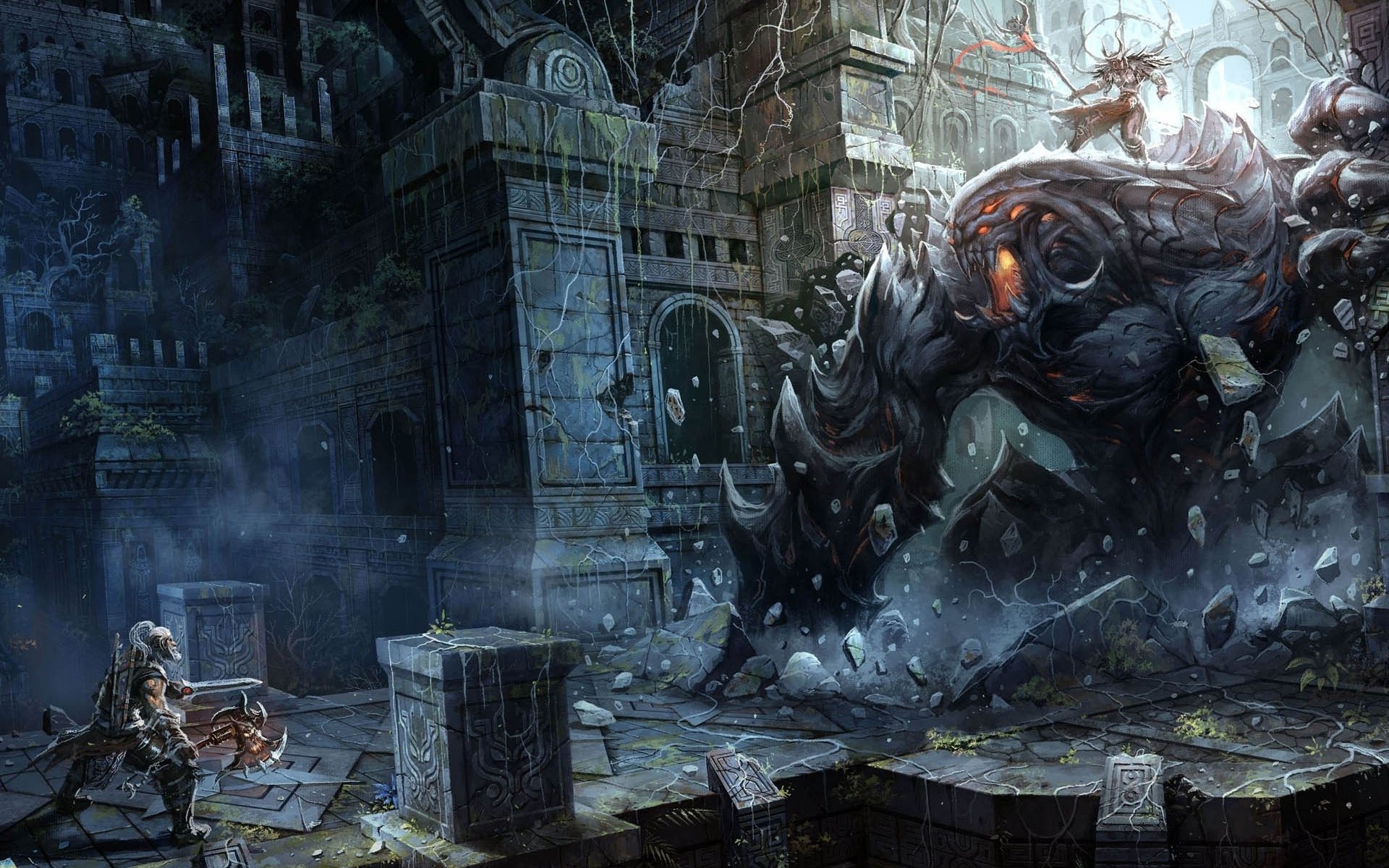 diablo blizzard dark fantasy rpg barbarzyńca wojownicy broń rysunki potwory chaoyuan xu