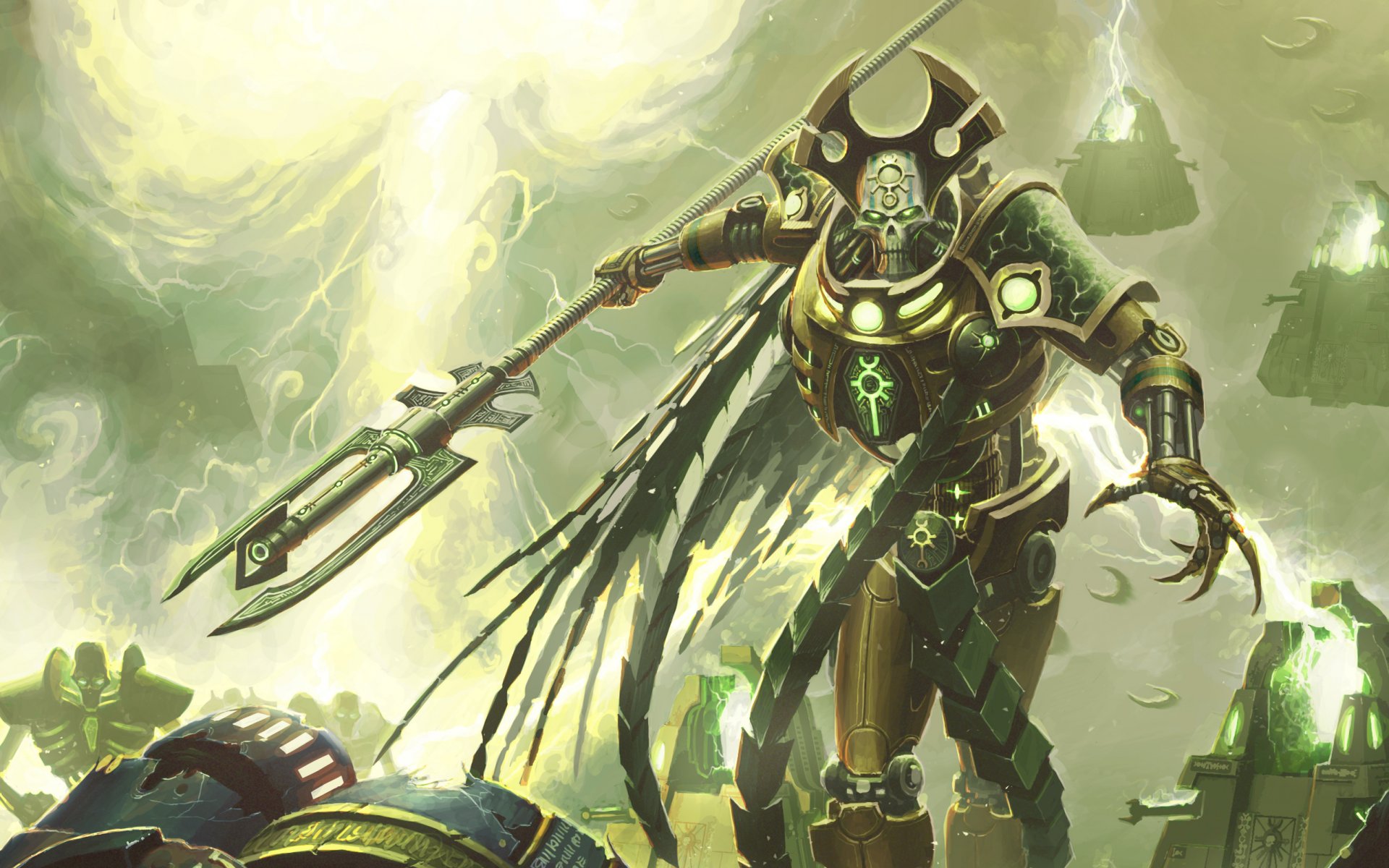 warhammer necron overlord armas armadura explosión energía ofensiva