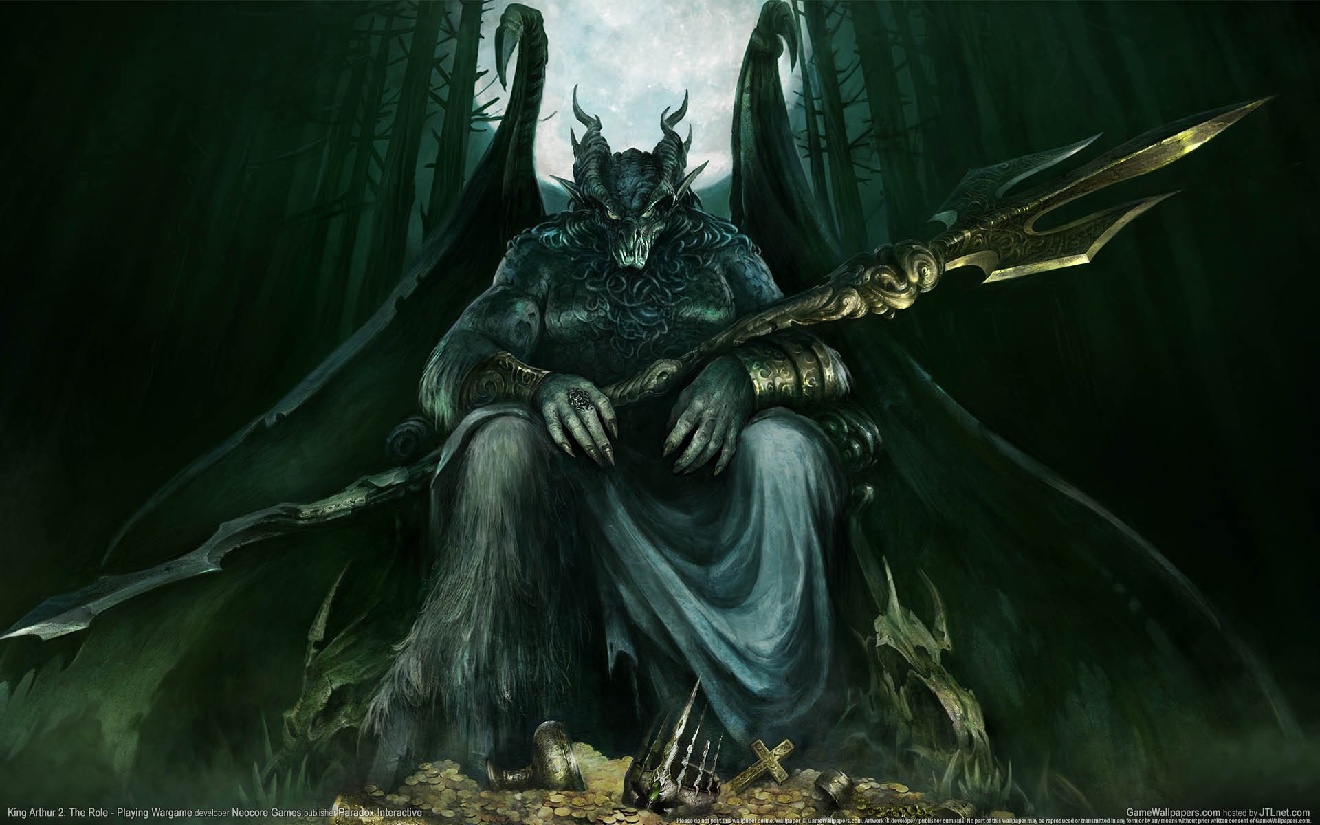 rey arturo 2 papel-juega wargame demonio monstruo alas cuernos luna bosque armas tesoro