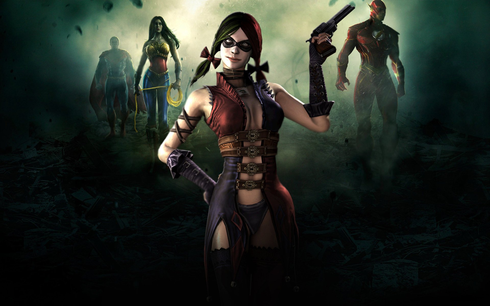 injusticia: dioses entre nosotros lucha mujeres maravilla superman flash harley quinn
