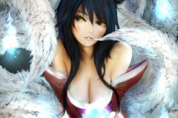 Bella ragazza con grande scollatura. Personaggio del gioco League of Legends