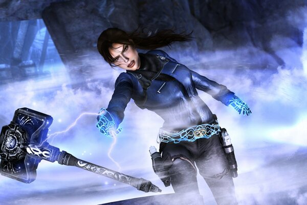 Lara Croft attira un fulmine martello