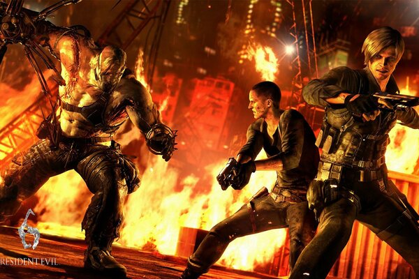 Walka Leona z Resident Evil 6 w pobliżu kontenera