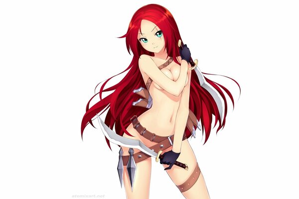 League of Legends, Katarina nue sur fond blanc, art